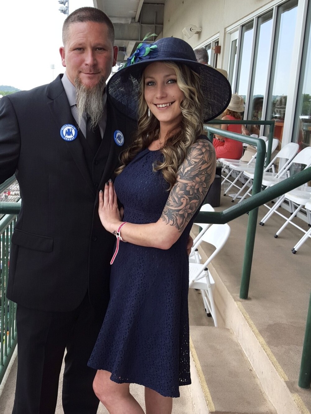 Navy Eyelet Fit & Flare Dress
